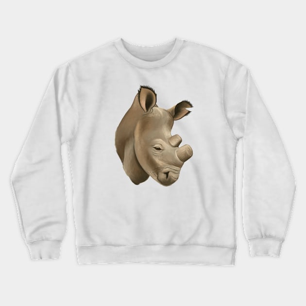 White Rhino Crewneck Sweatshirt by Alayna Paquette